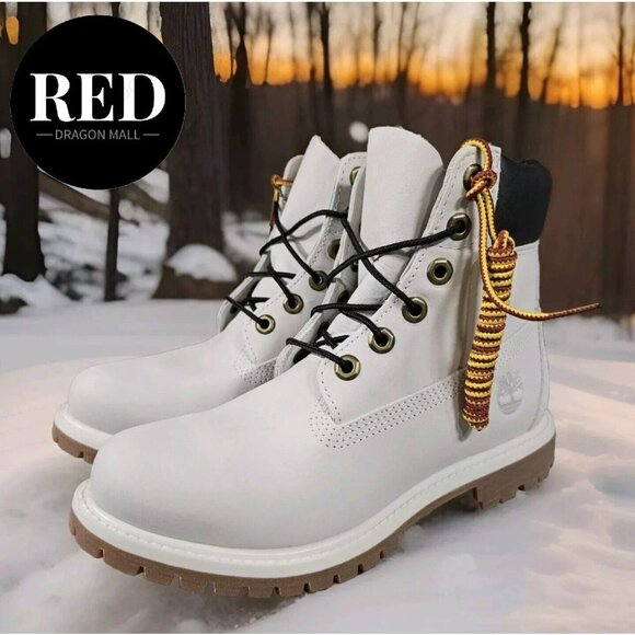 Timberland Premium 6" Light Grey Waterproof Ankle Boots Shoes - Women's Size 7 - Picture 12 of 16